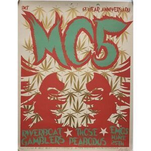 Billy Bishop MC5 2004 LE 23/69 signed Concert Poster gold Cannabis Emo’s Austin